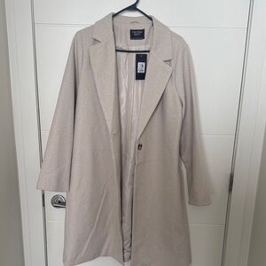 Reserved Long Single-Button Cream Coat